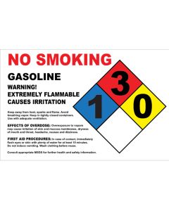 8" X 5.25" NO SMOKING, GASOLINE, EXTREMELY FLAMMABLE Decal