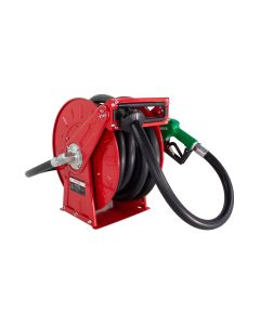 Fill-Rite FRHR10035 1" x 35' Retractable Fuel Hose Reel with Auto Nozzle Suitable for Gasoline, Diesel, Kerosene, and Light Oils