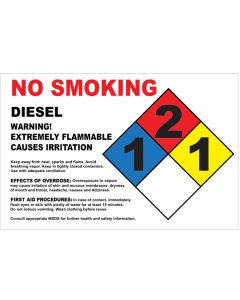 8" X 5.25" NO SMOKING, DIESEL, EXTREMELY FLAMMABLE Decal